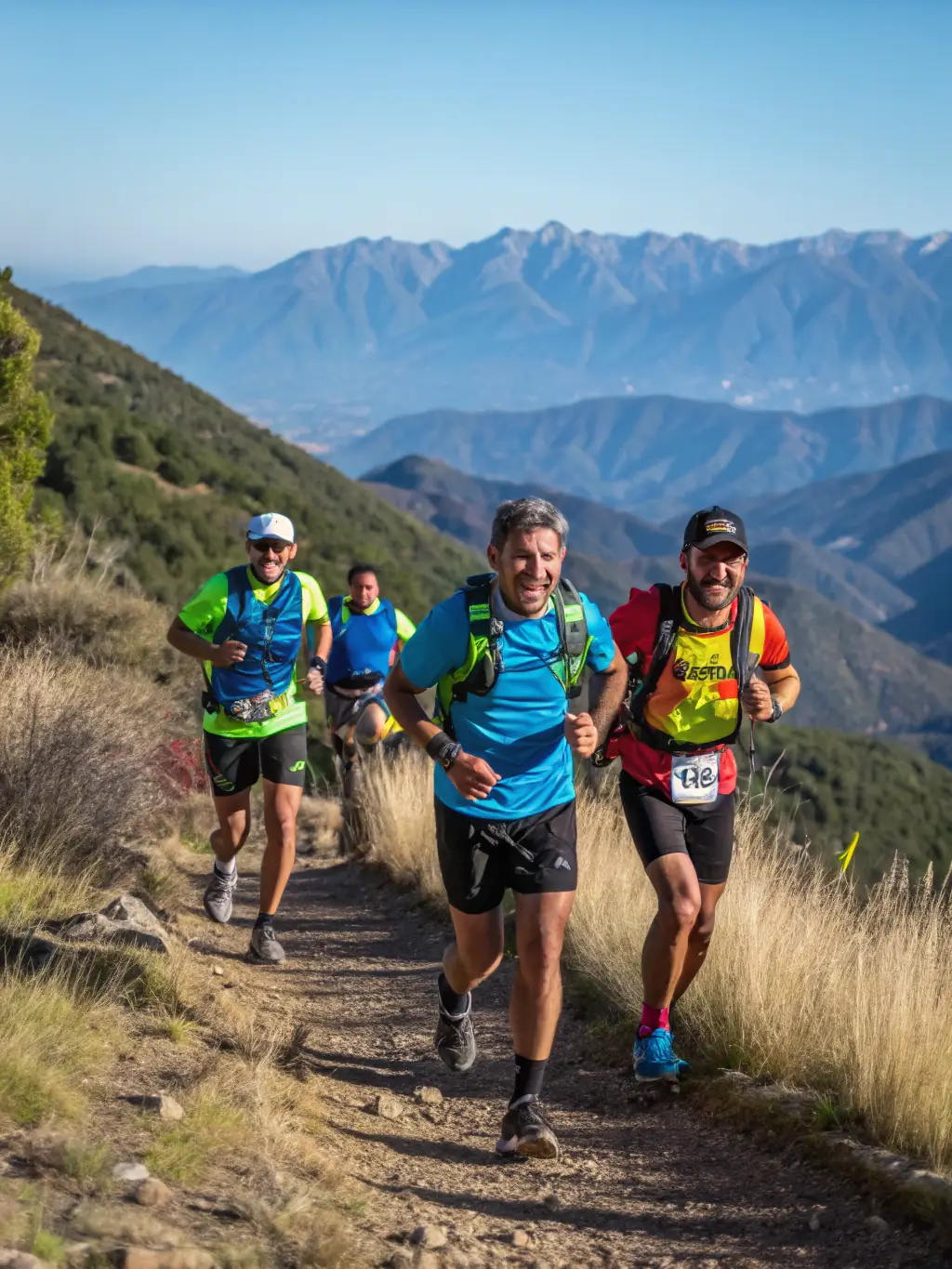 A photo of runners of various ages and abilities participating in a weekly group run through the scenic trails of Saint-Georges-lès-Baillargeaux.